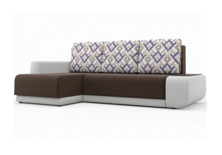 Диван угловой Соло коричневый / белый